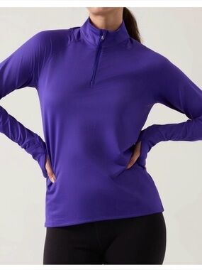 Athleta Whistler Half Zip In Charged Indigo/Purple. Size S